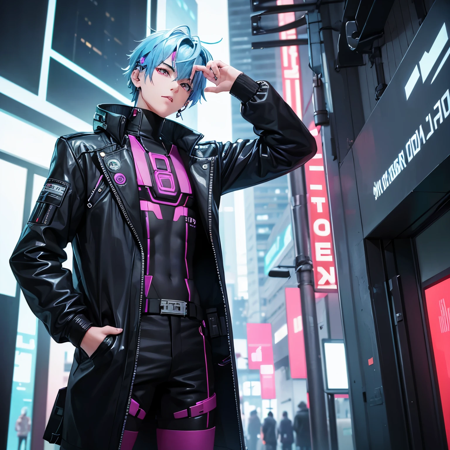 Make a boy in the future cyber punk