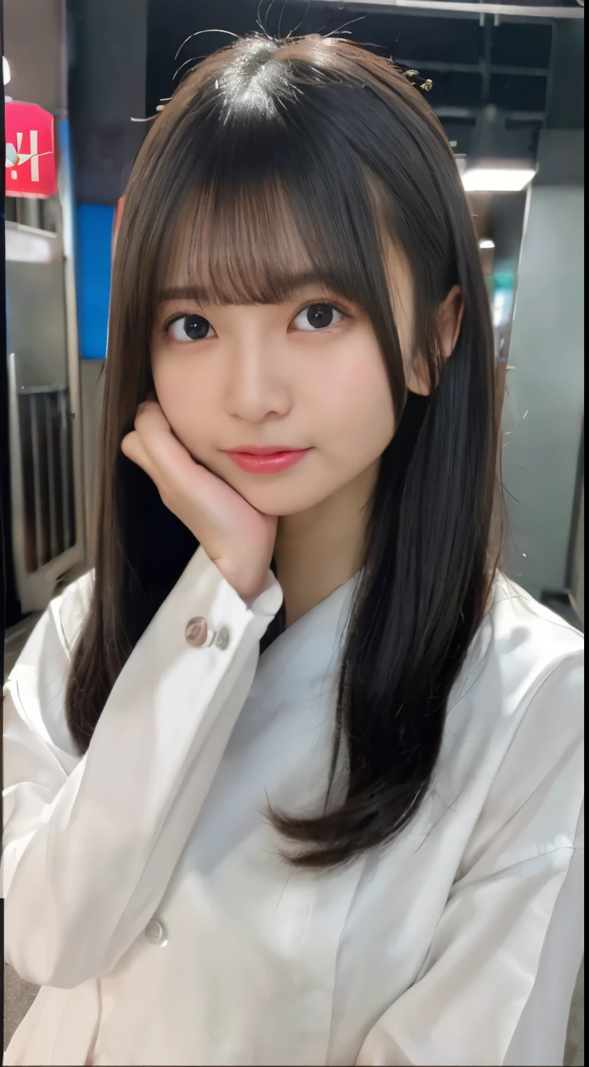 mix 4, (8K, Raw photo, best image quality, masterpiece: 1.45), (realistic, Photoreal: 1.37), one girl, cute, cityscape, night, rain, Wet, professional lighting, photon mapping, radio city, Physically based rendering, gradient black hair, gray hair, short curly hair, Handsome, with a girl, (((Randomly generated plain clothes))), highest quality photos, High resolution, 1080P, (clear face), (Detailed facial description), (detailed description of hands), (masterpiece), (Detailed CG)、extreme light and shadow、messy hair、master work、Rich details、(detailed facial features)、(highest quality photos)、(Masseter muscle part)、(detailed eye)、look in front of you、thin clavicle、((slender and big))、((Office Looksuit)))、((cute服))、((Shinjuku ward))、(I'll turn around)、(((first round)))、earrings、big smile、Draw the whole body from the knees、