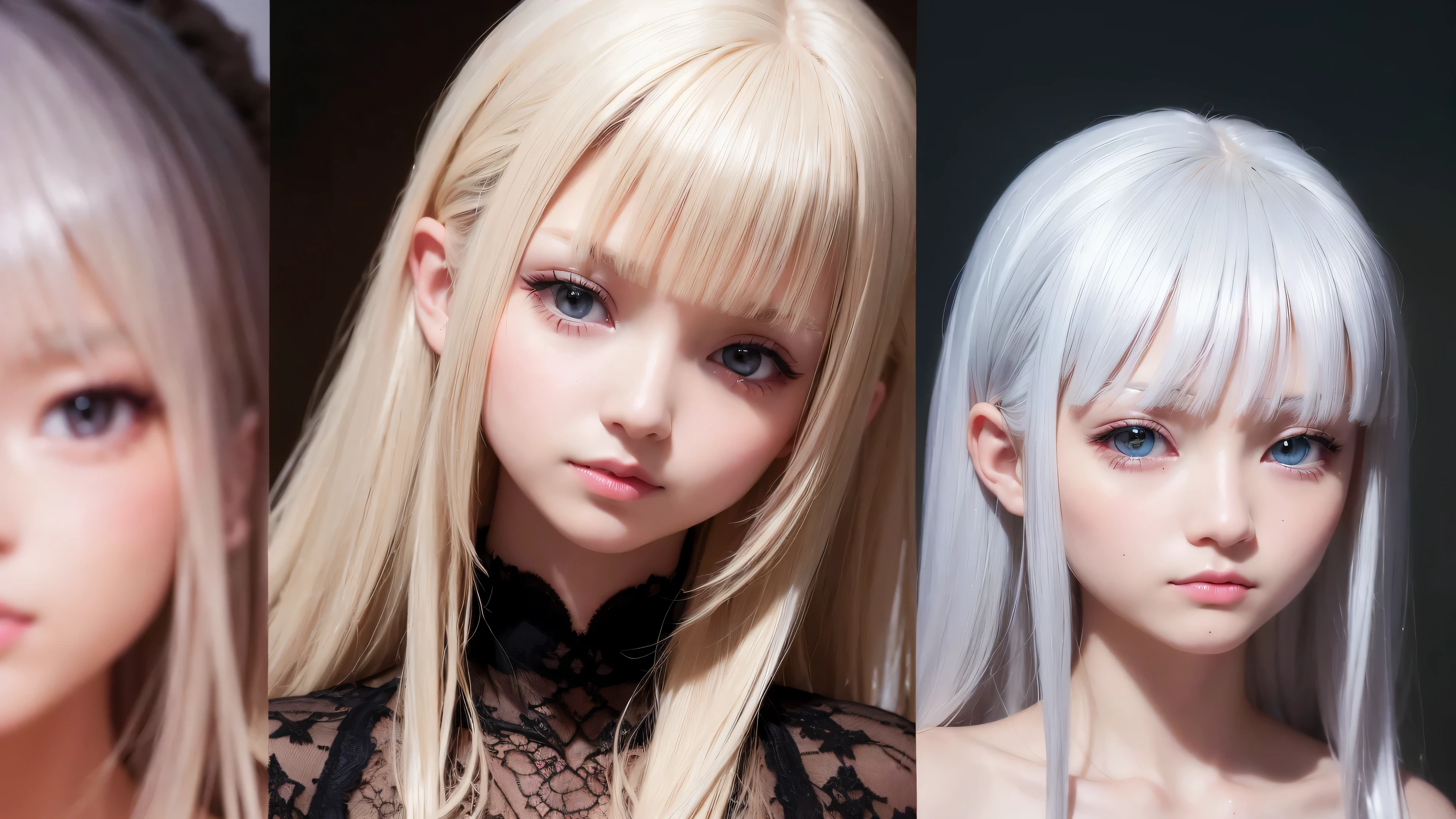 light smile、natta、Raw photo、(((Portrait of extreme beauty)))、((glistning skin))、1 girl、16 year old beautiful girl from Prague、bright look、((platinum blonde hair))[Big blue eyes that shine like jewels]、Glossy and shiny skin、Silky super long straight hair、eyeliner、beautiful bangs、hair between eyes、((masterpiece、highest quality、Super fine、film light、intricate details、High resolution、ighly detailed))、Detailed background、8KUHD、digital single lens reflex、soft light、high resolution、film grain、Fujifilm XT3、shallow depth of field、natural soft light、(don&#39;t use your hands)、Kamimei、fresh bust、Small lips、