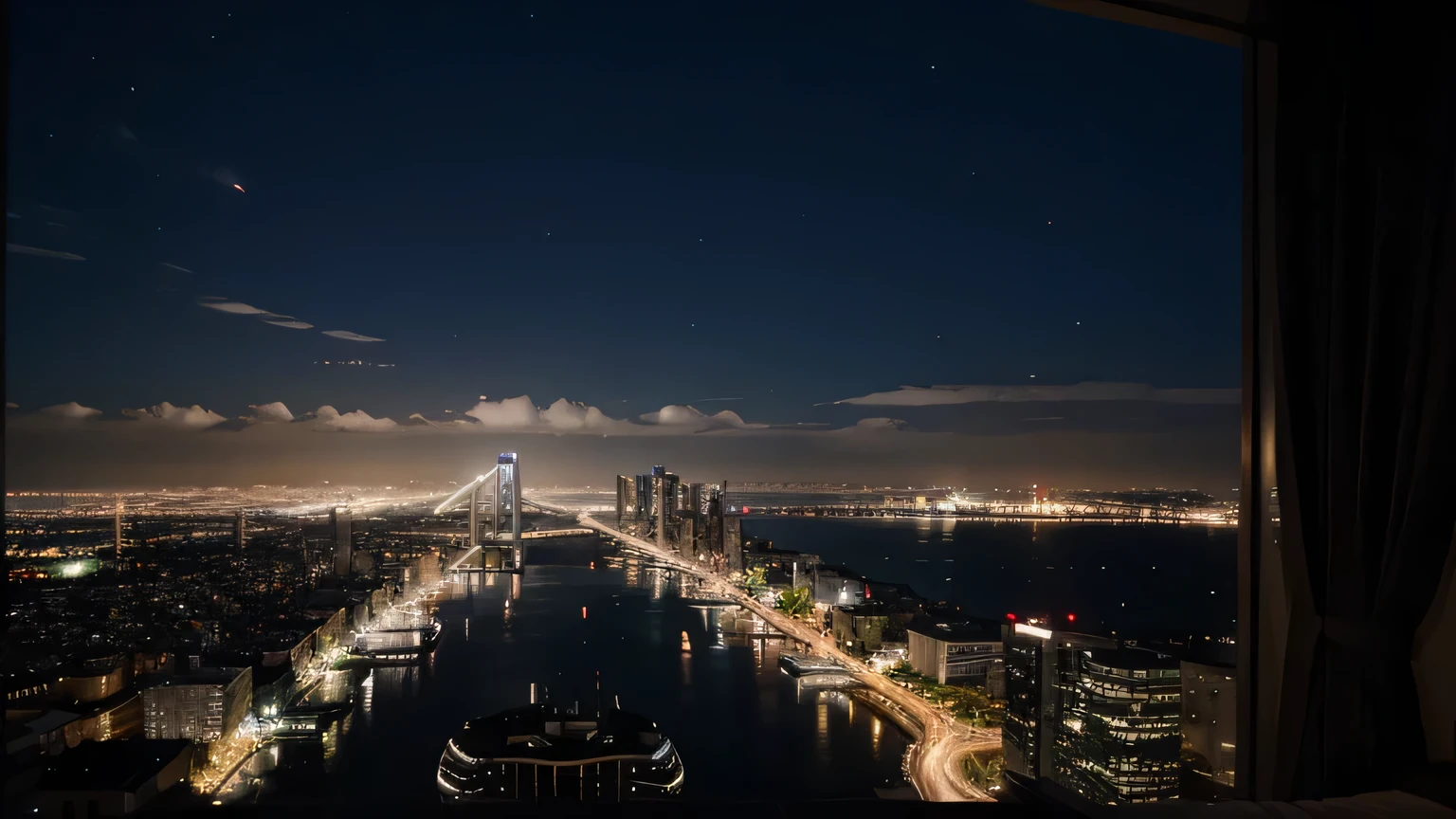 city at night, view from penthouse