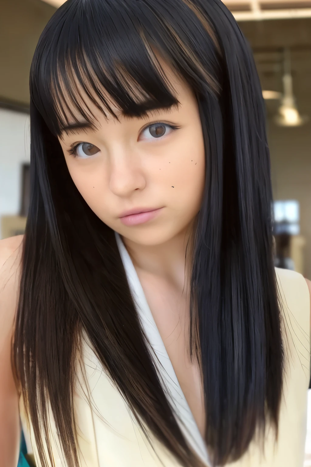 hermosa adolecente japonesa desnuda, small bust. . cabello ?????, peinado con cerquillo, japan school. sin ropa. desnuda.