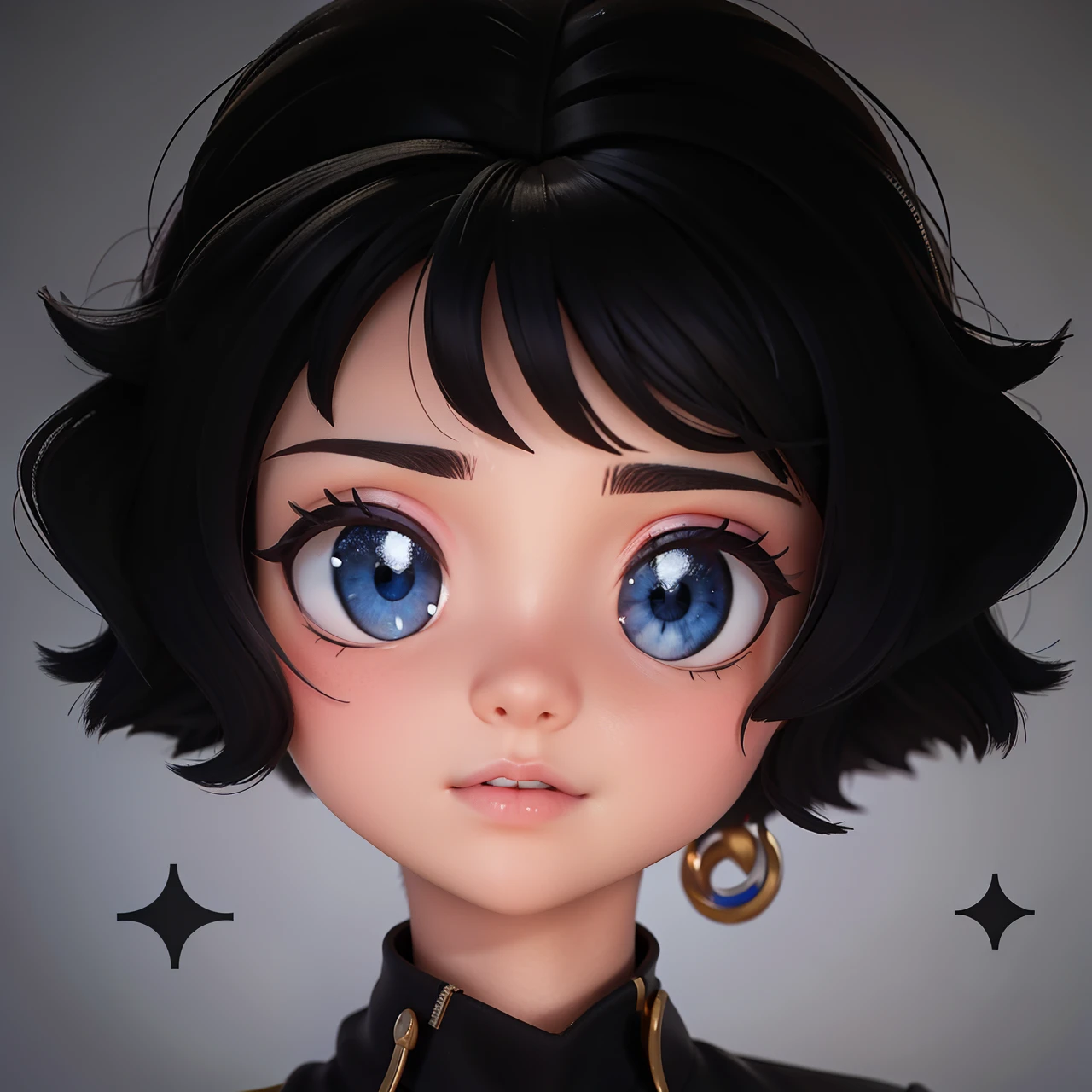Bob hair,Cabelo escuro curto, olhos escuros