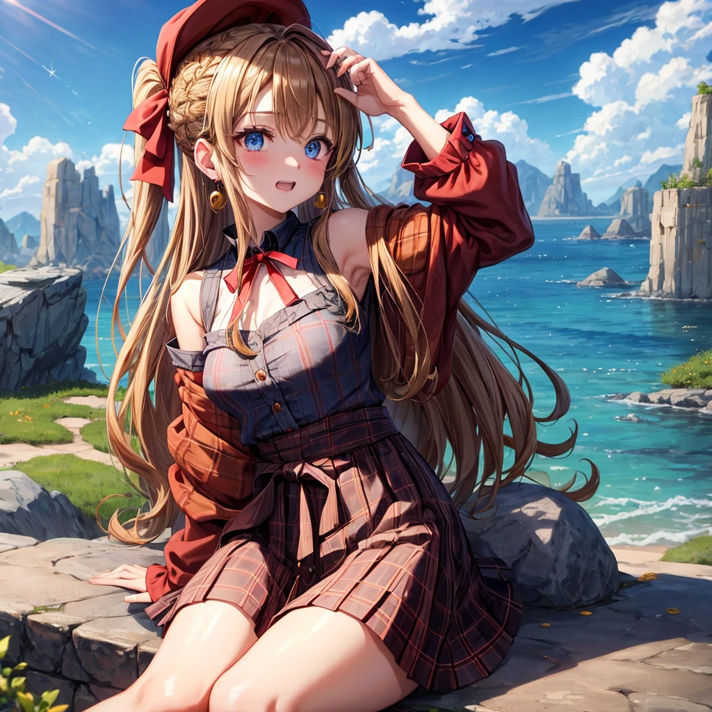 Beach, 1girl, astridWaifu, (long hair, blonde, blue eyes, braid:1.2), (pink dress, mini skirt, bare legs:1.2), warm light, curvy, smile, :D, from below, (dynamic_angle), (dynamic_pose:1.2), 
(detailed landscape:1.2), (dynamic_perspective:1.2),
(masterpiece:1.2), (best quality, highest quality), (ultra detailed), (8k, 4k, intricate), (full body:1), (highly detailed:1.2),(detailed face:1), (ambient light:1),(cinematic composition),(HDR:1),(perfect_anatomy:1.2),