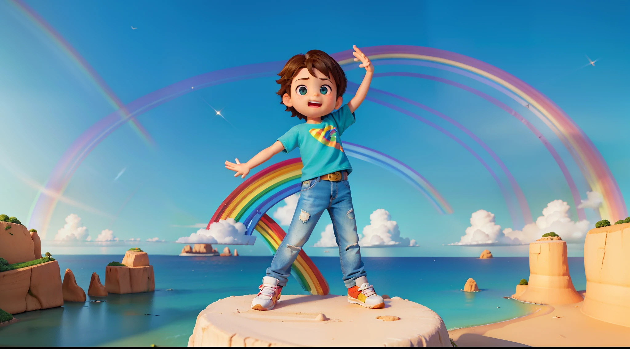 (((Rainbow daytime sky)), Menino de 6 anos, rumo ao futuro, obra de arte, Mais alta qualidade, ((fotorrealista: 1.4)) obra de arte, illustration, Muito delicado e lindo, CG altamente detalhado, Papel de parede 8k, incredible, detalhe fino, CG altamente detalhado Unity Papel de parede 8k, tamanho de arquivo enorme, super detalhe, ultra high resolution, high resolution, Muito Detalhe, (( olhos e rosto muito detalhados)), lindos olhos detalhados, Muito Detalheed face, perfect lighting, Luz facial, cores naturais, ((Menino de 6 anos)), partida, (rough style with the whole body, incluindo as duas pernas)), The future is bright, (((Rainbow daytime sky)), luzes da frente, olhos brilhantes,
INFO
