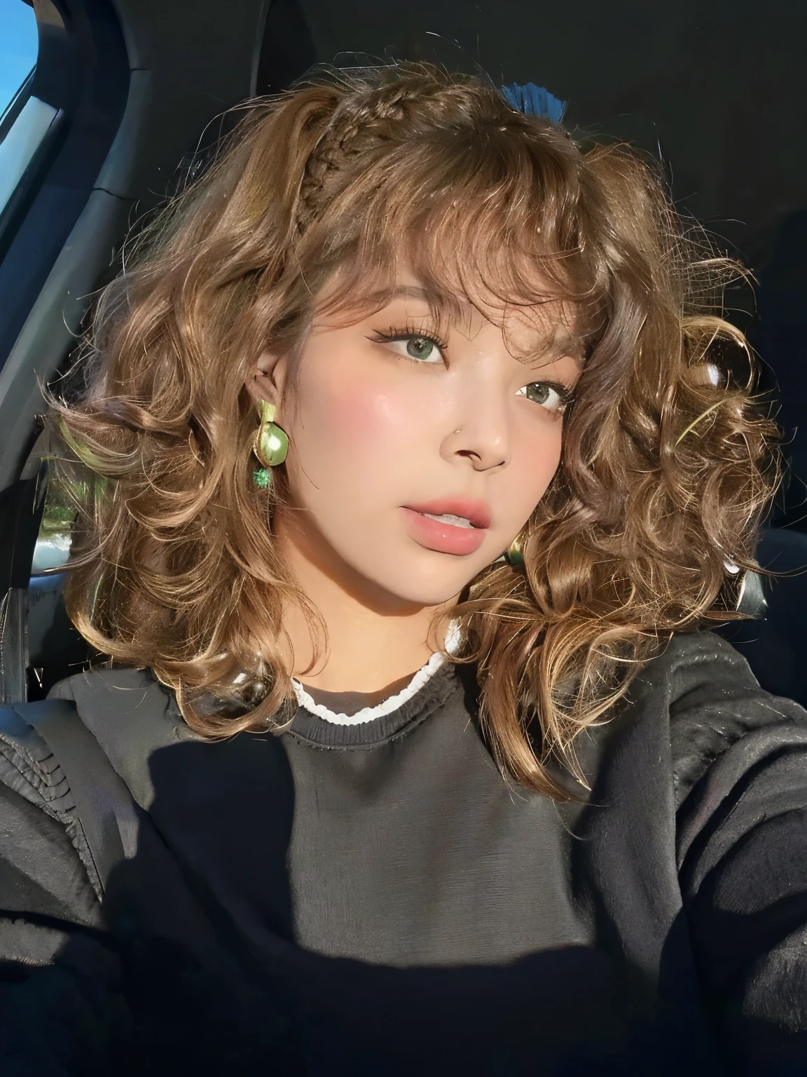 there is a woman with Cabelo encaracolado and a green earring, franja encaracolada, pele clara cabelo loiro cacheado, messy Cabelo encaracolado, Corte de cabelo cacheado com parte do meio, Cabelo encaracoladoed, seu rosto emoldurado por cachos, Cabelo encaracolado, cabelo loiro cacheado | d & d, franja fofa, franja encaracolada and ponytail, cabelo castanho encaracolado, franja e cabelos ondulados, franja de cortina