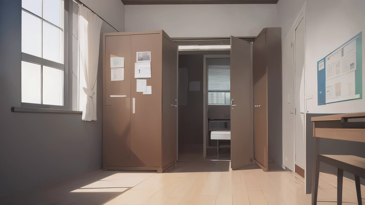 school classroom、machine、Open door