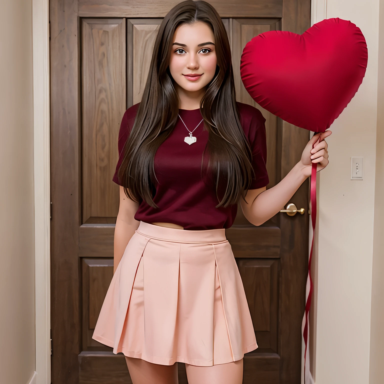 a beautiful brunette 18 yearold skirt valentines gift