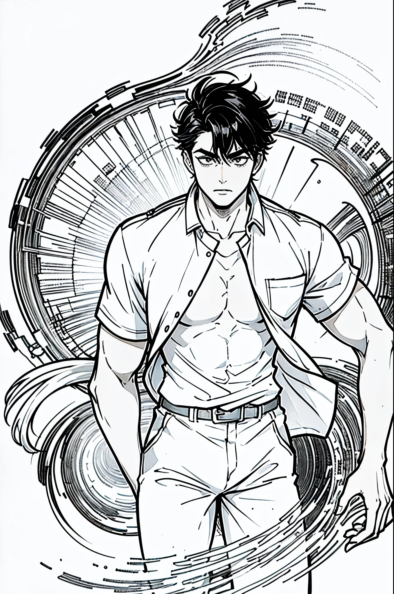 masterpiece, ultra detailed, 4K, 8K, 32K, intricate, (((1boy))), ((black hair)), ((no background)), white background, detailed eyes, white shirt and black pants, school uniform, handsome young man, 20 year old, (((same character))), dynamic pose, bokken, anatomically correct hands, holding bokken, average muscle mass, modern clothing, detailed clothes, (slender body), Hideaki Sorachi, Bleach, Tite Kubo, Kazuki Yone, (((stylish haircut)))