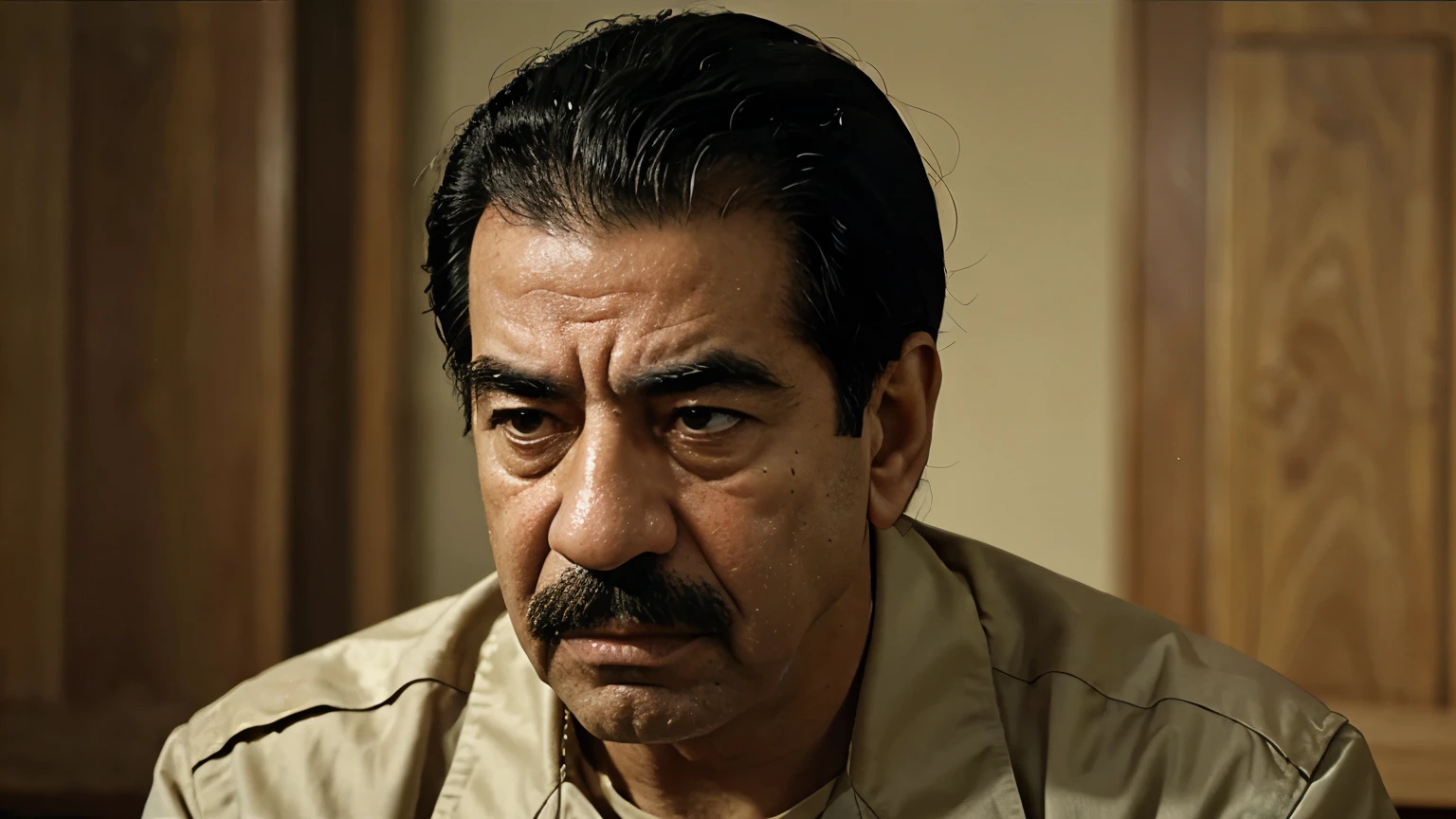 Saddam Hussein angry with court  8k , realistic , cinematic , 