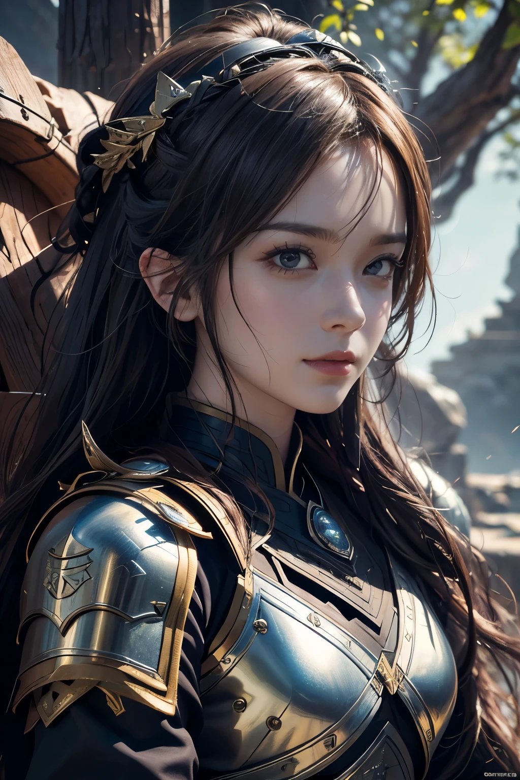 Game art，The best picture quality，Highest resolution，8K，(A bust photograph)，(Portrait)，(Head close-up:1.5)，(Rule of thirds)，Unreal Engine 5 rendering works， (The Girl of the Future)，(Female Warrior)， 
20岁少女，((Hunter))，An eye rich in detail，(Big breasts)，优雅高贵，冷漠，勇敢的，
（Medieval-style fur combat clothing，Glowing magic lines，Animal skin clothing with rich details），Medieval Lady Knight，Medieval ranger，
拍照姿势，简单背景，Movie lights，Ray tracing，Game CG，((3D Unreal Engine))，oc渲染反射纹