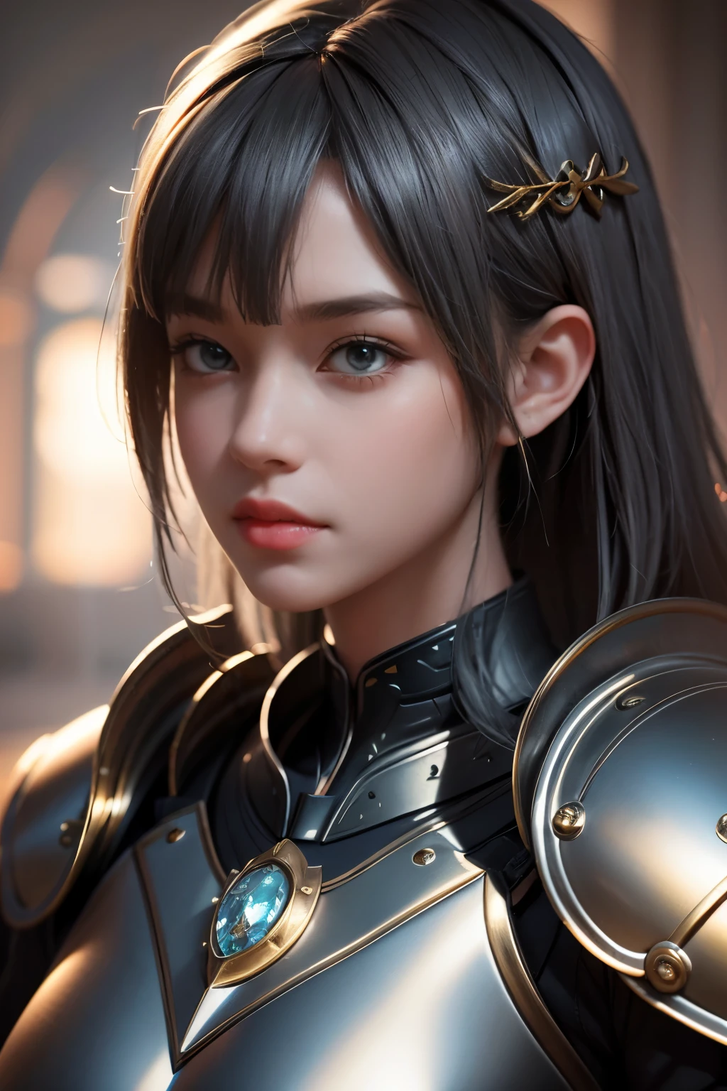 Game art，The best picture quality，Highest resolution，8K，(A bust photograph)，(Portrait)，(Head close-up:1.5)，(Rule of thirds)，Unreal Engine 5 rendering works， (The Girl of the Future)，(Female Warrior)， 
20岁少女，((Hunter))，An eye rich in detail，(Big breasts)，优雅高贵，冷漠，勇敢的，
（Medieval-style fur combat clothing，Glowing magic lines，Animal skin clothing with rich details），Medieval Lady Knight，Medieval ranger，
拍照姿势，简单背景，Movie lights，Ray tracing，Game CG，((3D Unreal Engine))，oc渲染反射纹