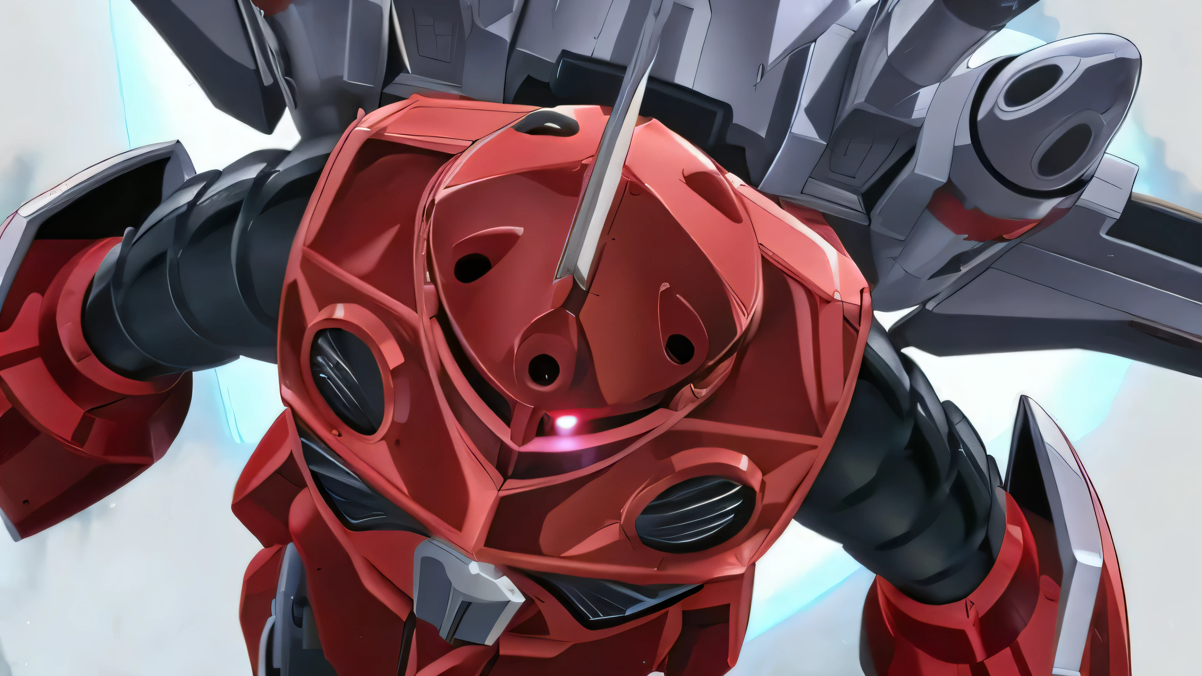 a close up of a robot with a red and black suit, zaku, red gundam head, an anime large mecha robot, red mech, high-tech red armor, giant anime mecha, getter robo, mobile suit, gouf evangelion, mecha anime, full body red mech, # mecha, anime mech armor, mobile suit gundam