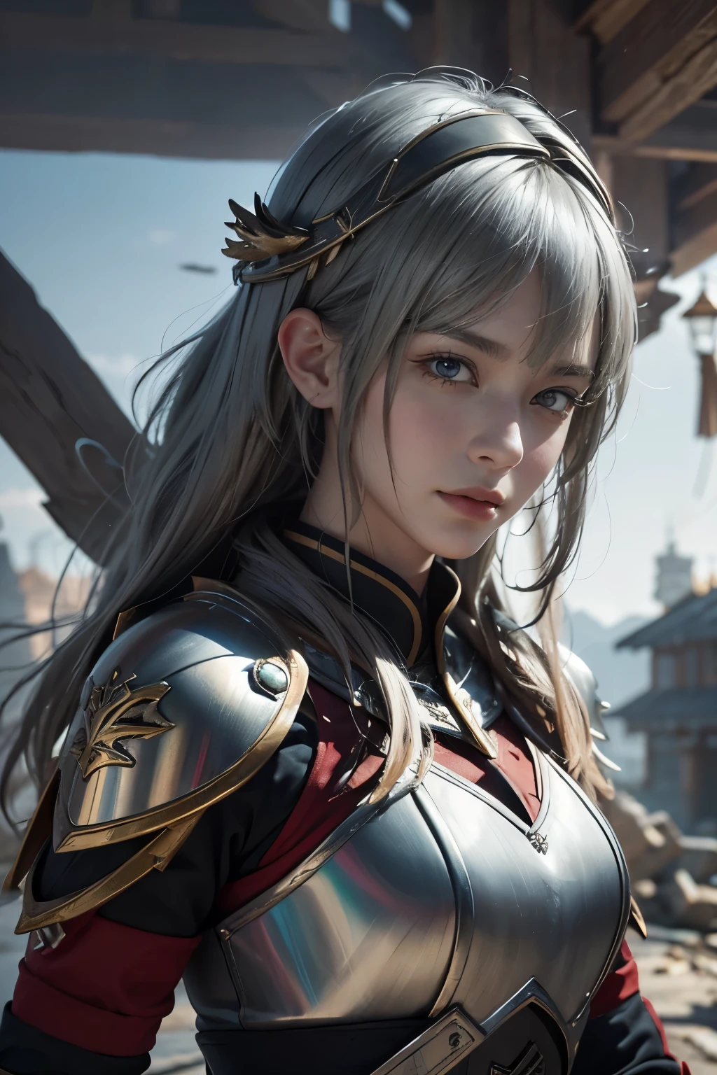 Game art，The best picture quality，Highest resolution，8K，(A bust photograph)，(Portrait)，(Head close-up:1.5)，(Rule of thirds)，Unreal Engine 5 rendering works， (The Girl of the Future)，(Female Warrior)， 
20岁少女，((Hunter))，An eye rich in detail，(Big breasts)，优雅高贵，冷漠，勇敢的，
（Medieval-style fur combat clothing，Glowing magic lines，Animal skin clothing with rich details），Medieval Lady Knight，Medieval ranger，
拍照姿势，简单背景，Movie lights，Ray tracing，Game CG，((3D Unreal Engine))，oc渲染反射纹