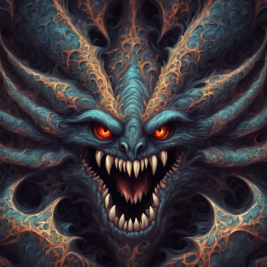 Furtive fangs in monster   fractal art style