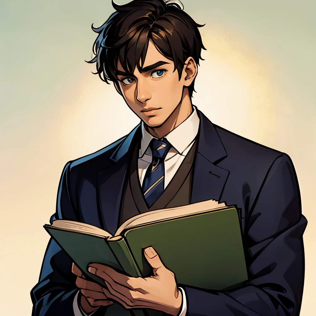 student holding a dictionary in his hands