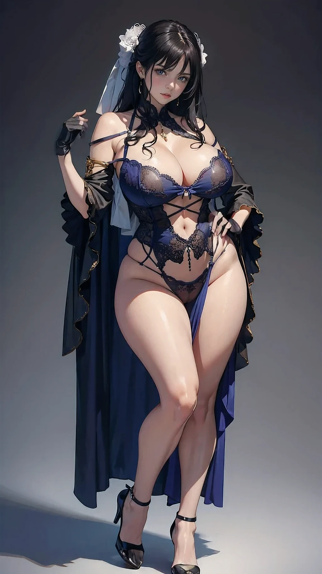 black gloves,black heels