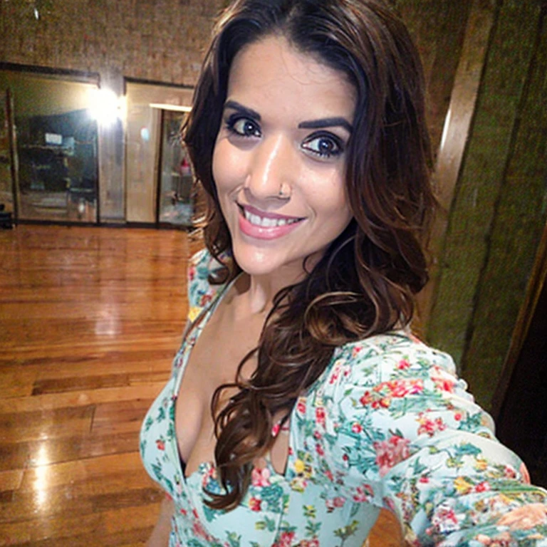 (masterpiece, best quality:1.2), 1girl, solo, wendy, brazilian, cleavege, busty, selfie,