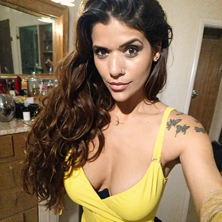 (masterpiece, best quality:1.2), 1girl, solo, wendy, brazilian, cleavege, busty, selfie,