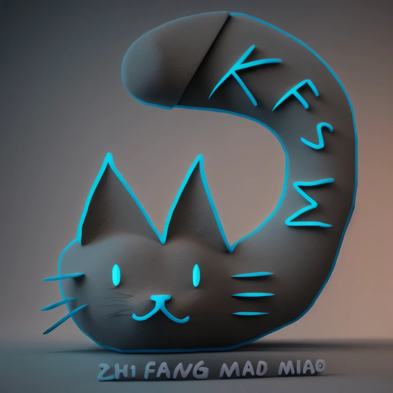 Cat,biceps,3d rendering,logo,3D diagram