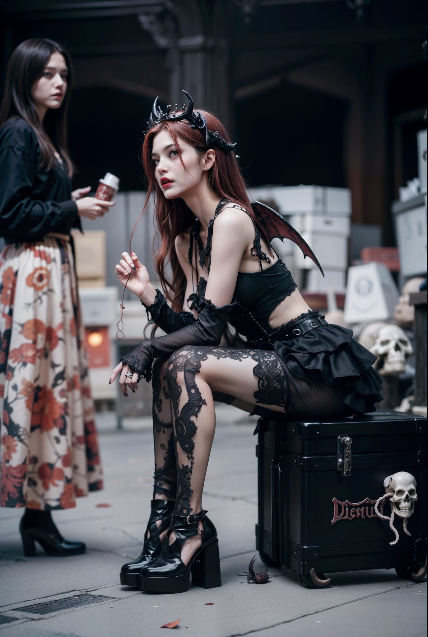 Detailed image quality,Pandora's box, wing, succubus theme,the fallen angel,Excellent,scary,secret terror,tentacle,have eyes,The Uncanny Valley effect,little beast blood moon,Skeleton skeleton,vampire,hell fire,dark queen,High heel