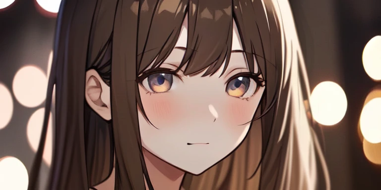 masterpiece, best quality, high quality, highres, 1girl, close up of a face, close up neck, Close up of girl's mouth, Small mouth, Slightly open mouth, Glossy mouth, blush, Glossy lips, Thin neck, Collarbone, long hair, Messy hair, Each hair is fine hair, dust, Soft Focus, bokeh, Blurred Backgrounds, depth of field,