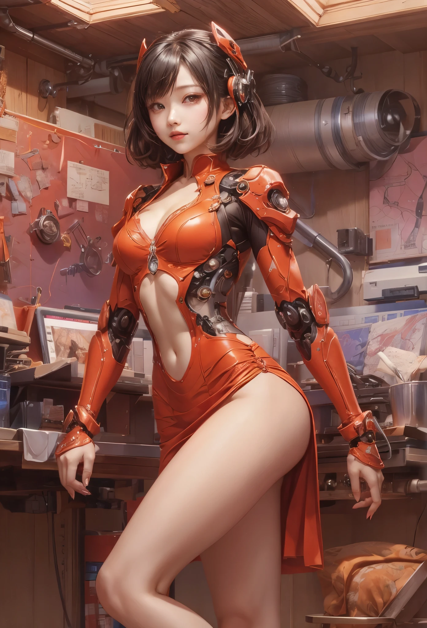 ((Highly accurate drawing in every detail)Extremely precise depiction)[High resolution],(detailed illustrations,とてもfineで緻密な描画,Delicate drawn lines with tempo,Realistic texture expression),[color traced main line],[Briefing Room Background],([HENTAI] ANIME (ChineseGirl (beautiful) Cyborg ) [short hair]) SKINNY [[effort]] Machine thighs [Built-in V8 engine:0.3],(Red tight dress) ([panda] Translucent rubber inner),[[Silver coating:0.5]],(science fiction mechanical [Bioengineering]),(複雑でbeautiful装飾 [Dense detail]),(きめ細やかでbeautiful肌表現 [transparency]),((Precisely drawn eyes))[完璧な目のdetailed((宝石のようなbeautiful瞳)Iris drawn in precise detail)[clearly drawn pupils]],[eyes light[Pinpoint lighting for the eyes]],[長くてbeautiful睫毛],[precisely drawn hair [美しく艷やかな髪のdetailed]],(完璧な手のdetailed [破綻のないbeautiful指 [beautiful nails]]),(perfect anatomy(perfectly balanced proportions))[[full body portrait]],[[Design built to the highest level]][ideal color coordination(Accurate simulation of light and material interactions)],([Precision Detail](detailed,高fine)),[Visual art that tells a story],((highest quality)fine[[High density drawing]])(4K Quality).