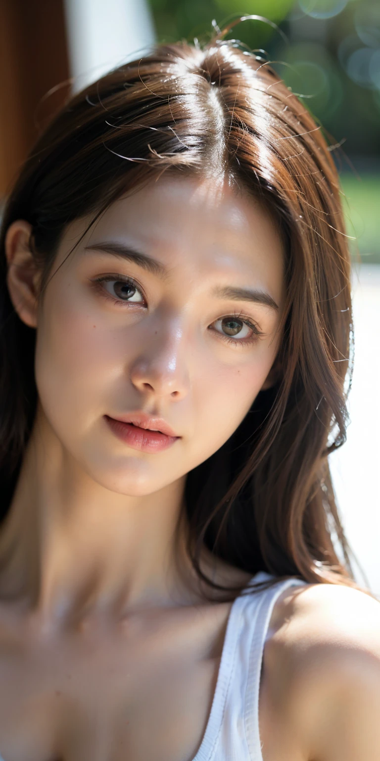 ((top-quality、4K、masterpiece:1.3))、Beautiful Women in Perfect Figure:1.4、(abdominals、Developed hand muscles:1.2)、dark brown hair、sweat pant、wetbody、Highly detailed facial and skin texture、A detailed eye、二重まぶた、(Look at viewers)