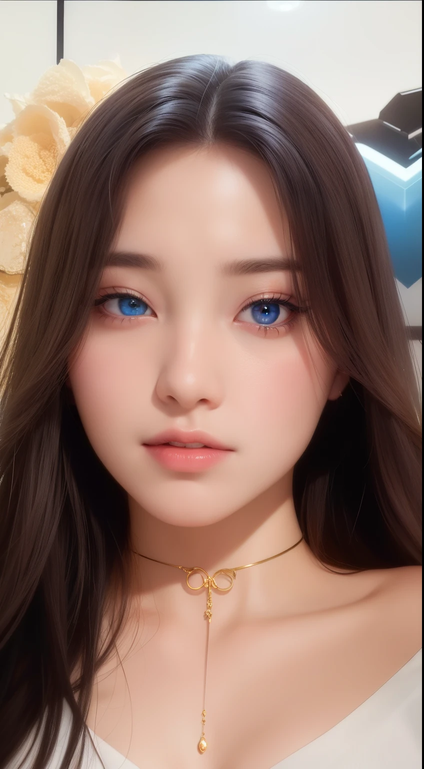 Beautiful big breastokeh), indoors, detailed luxury living room, gentle and charming beautiful goddess, Korean(kpop-idol), solo, necklace, oval face, double eyelids, smart, good hands, good feet, Natural, (from below angle), (glossy skin:1.05), ((low angle)), Perfect figure, (64k, UHD, RAW photo, best quality, masterpiece:1.4), (realistic, photo-realistic:1.37), ultra high res, photon mapping, radiosity, physically-based rendering, professional soft lighting, blue eyes, purpel hair