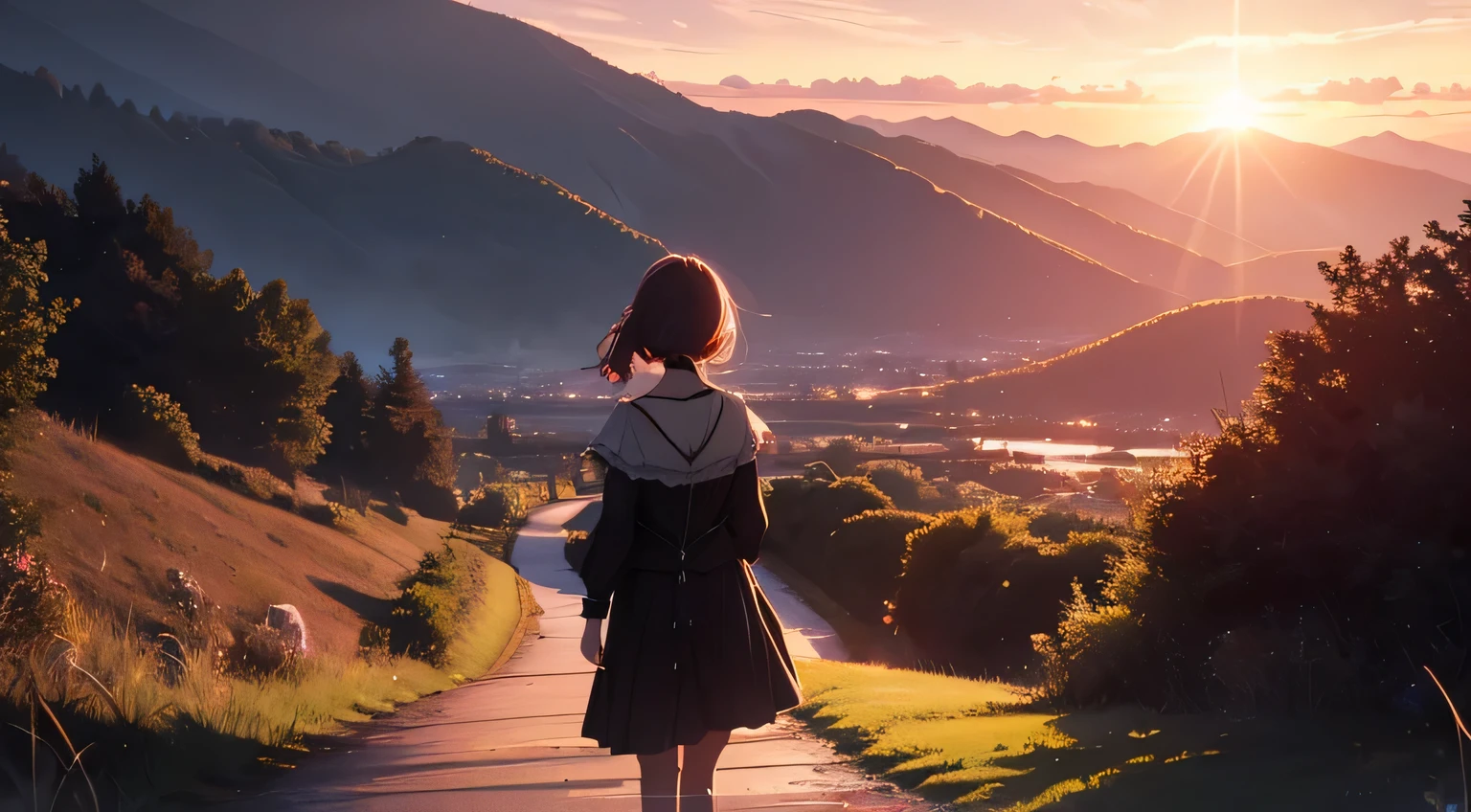 landscape girl my heart hurt evening sunset Temporary 1920x1080