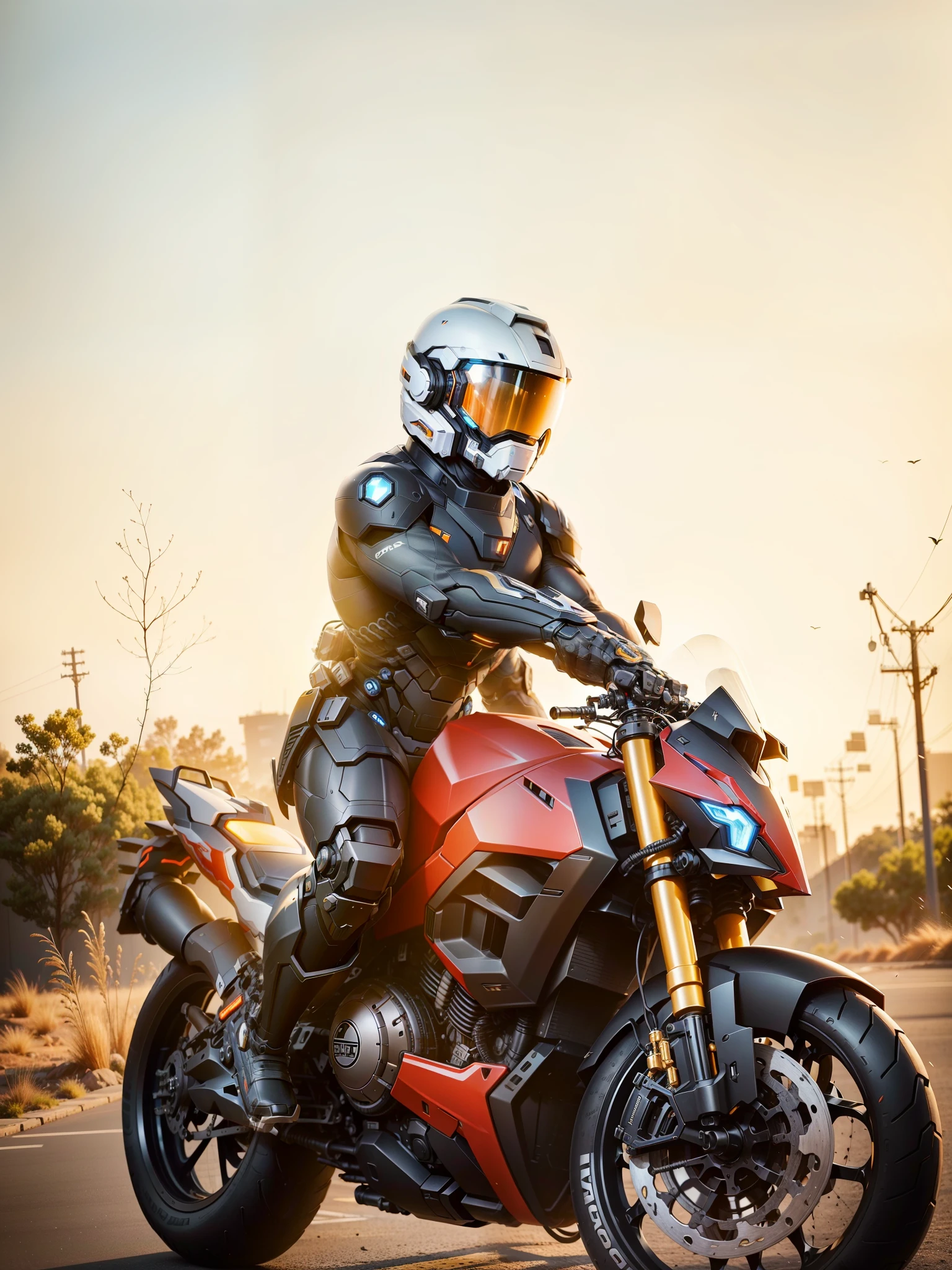 strong,Handsome black mecha cyber warrior,Information mechanical motorcycle,High-tech black full-face helmet,nour, biology, MSHN people,High-tech helmet,Surreal, steel, complex design, Crazy details, detailed, The lines are extremely clear, light, Shoot real, detailed杰作