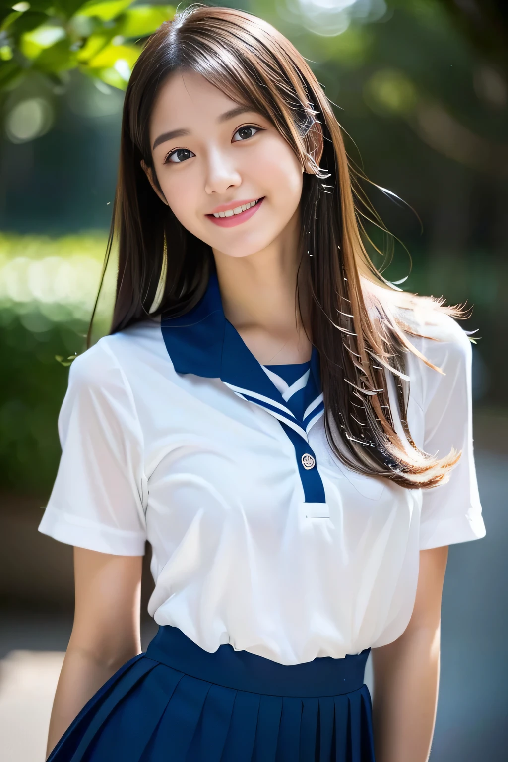 (((32k,high details,high detail、masterpiece,attention to detail,Full body Esbian,,alone))),RAW photo & realistic atmosphere,beautiful dark blue eyes,detailed mouth,glossy lips,thin eyebrows,detailed eyes、Soft white skin that shines in every detail、so beautiful eyes with deep blue eyes,detailed lips、so beautiful顔,very well-shaped face、lifelike face,glossy beautiful lips,beautiful eyebrows,infinite reality,Japanese high school girl uniformベストのデザイン, Realistic young gravure idol, Surreal and very cute high school girl, , japanese girl uniform, Japanese high school girl uniform, Young sensual gravure idol, young gravure idol, beautiful and cute17 year old child ,the whole body is wet,dripped down,face is flushed,so beautiful17 year old ,natural soft light、The body is dripping wet,thin clothes,,brown shiny hair,hair is wet,dripping水,dripping,mini skirt(,barefoot,,Wet and see-through white short-sleeved shirt,summer clothes,beautiful and kind eyes,look at the camera:1.5),(((smooth beautiful legs,exposed thighs,Raise the skirt to the limit,Taken around the middle of the thigh,gentle smile,well-shaped chest,,immature body)))