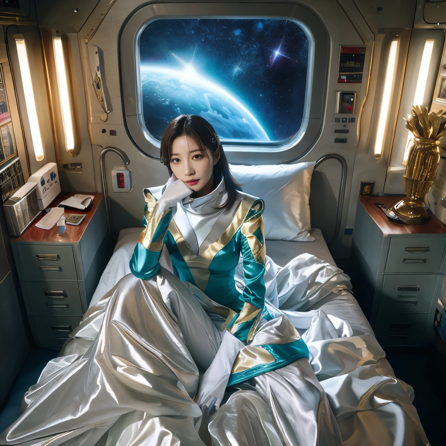best image quality、Super high resolution、(realism:1.4)、Korean beauty star、The most beautiful KPOP star、face、Horny Korean makeup、erotic expression、A body that makes you want to touch it、Erotic photos、Realistic satin fabric texture、Costume made of stretch satin fabric that is smooth to the touch、The drape of the curved part of the satin fabric、Strong luster of costume、costume quality、8K photo quality、Costume made of high-quality satin fabric with high density、Super-class battle leather cloak with a smooth texture、Super Sentai Women's Heroine Suit、Super-class battleship shiny costumes、Texture of costumes that satin fetishists respond to、Thin, glossy stretch satin fabric、