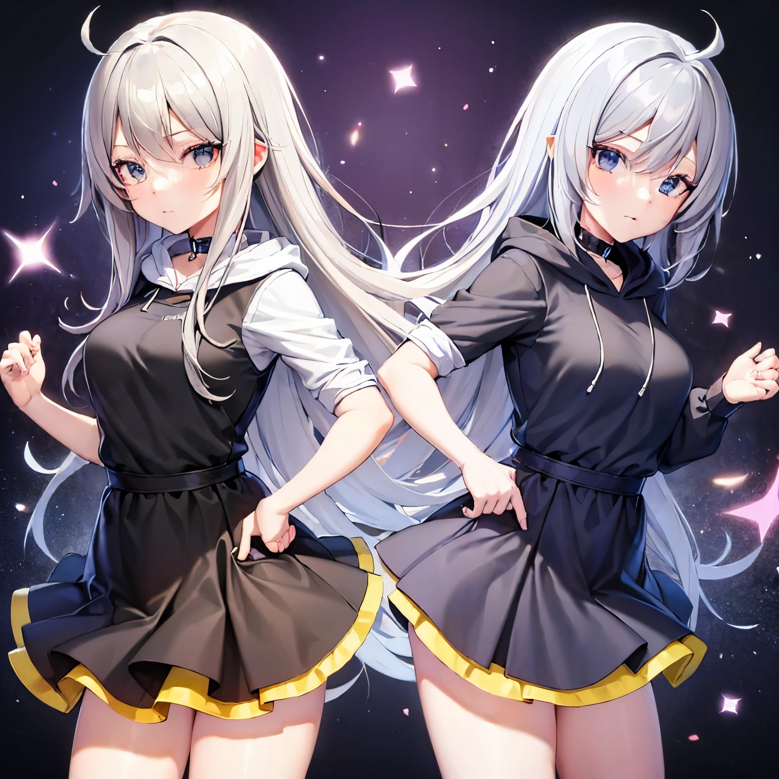 白いパーカー着てるanime girl, ((gray hair))(A 20-year-old wearing a hoodie, gothic maiden anime girl, Cute anime wife wearing a nice hoodie, anime moe art style, anime girl wearing a black dress, Nightcore, (anime girl), anime style 4k, little car , High quality anime art style, anime girls, demon anime girls