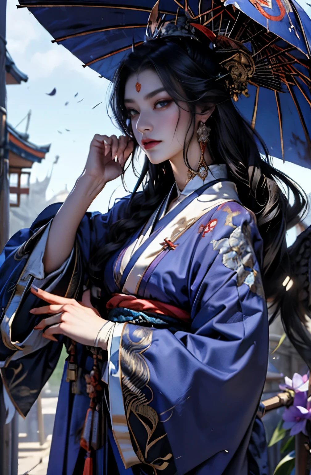 beautiful demon painting, demon woman with a sword, demon woman with a sword, strong female samurai, 2book corner, mouth with fangs, Eyes without pupils, gambling, Kumatori, Hyakka Ryōran, Flower of Shura, Looks like he's in his late 20s, beautiful black haired demon, sharp beauty, Beautiful red kimono, Dr. Moonlight, Oiran, highest ranking woman, Ghost Girl, Female Yakuza, Doji Ibaraki, Shuten Douji, Inspired by Chen Yifei, Inspired by Francesco Hayez, Inspired by Hendrik Terbruggen, Jean=Works that influenced Auguste Dominique Ingres, Inspired by Liu Jun, Jean=Works that influenced Auguste Dominique Ingres, highest quality, perfect angle, perfect composition, The perfect subject, best shot, official art, cinematic light, figurative art, Beautiful and expressive paintings, Beautiful artwork illustration, wonderful, cool beauty, clear, Mysterious, highest quality, official art, perfect composition, perfect angle, best shot, women only, sharp outline, pretty much beautiful face, The demon lurking in the darkness of Kyoto, Lord of Chimi-Mourou, A ruthless demon woman, demon queen, Female Yakuza, full body tattoo, wide, Rashomon, SakuraFubuki, Please refrain from, I'll let you die, raid, woman's asura, spirits, Hero, divine power, demon of strength, demon's strength, inhuman power, Unrivaled strength, Showa Zanpakuden