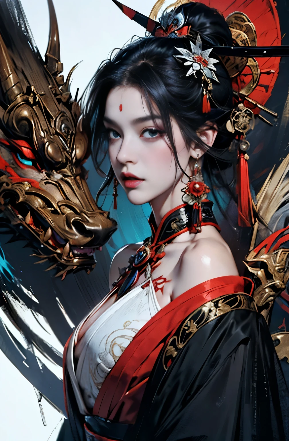 beautiful demon painting, knife剣を携えた鬼の女, knife, 妖knife, knife, strong female samurai, 2book corner, mouth with fangs, Eyes without pupils, gambling, Kumatori, Hyakka Ryōran, Flower of Shura, Looks like he's in his late 20s, beautiful black haired demon, sharp beauty, Beautiful red kimono, Oiran, highest ranking woman, Ghost Girl, Female Yakuza, Doji Ibaraki, Shuten Douji, Inspired by Chen Yifei, Inspired by Francesco Hayez, Inspired by Hendrik Terbruggen, Jean=Works that influenced Auguste Dominique Ingres, Inspired by Liu Jun, Jean=Works that influenced Auguste Dominique Ingres, highest quality, perfect angle, perfect composition, The perfect subject, best shot, official art, cinematic light, figurative art, Beautiful and expressive paintings, Beautiful artwork illustration, wonderful, cool beauty, clear, Mysterious, highest quality, official art, perfect composition, perfect angle, best shot, women only, sharp outline, pretty much beautiful face, The demon lurking in the darkness of Kyoto, Lord of Chimi-Mourou, A ruthless demon woman, demon queen, Female Yakuza, full body tattoo, Danbilla, 妖knife, wide, Rashomon, SakuraFubuki, Please refrain from, I'll let you die, raid