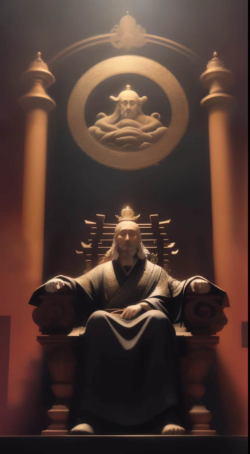 god sitting on a throne above the 雲s, 雲