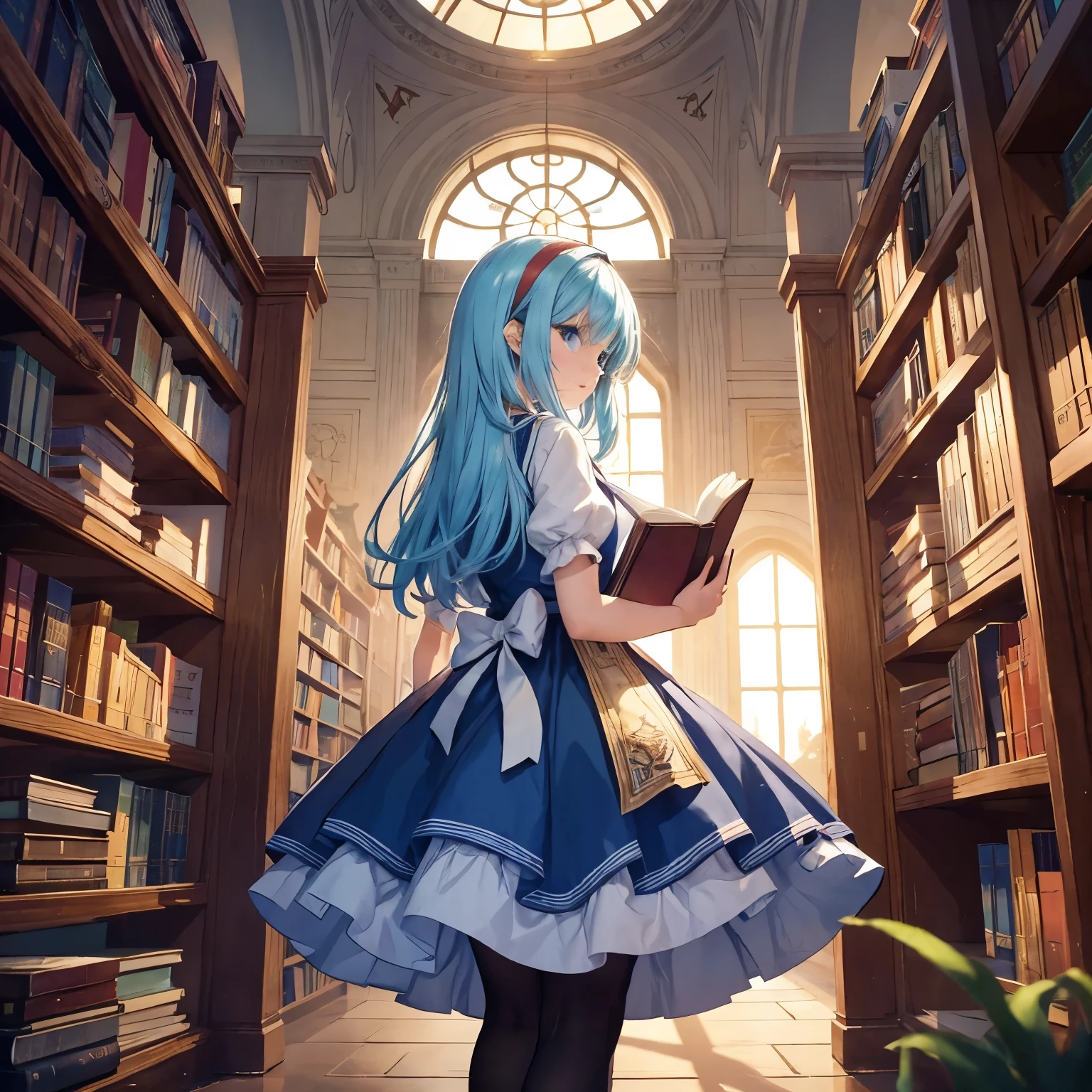 "Alice and the Mysterious Library": A story about the adventures of a , which magically ends up in the library, where books come to life. She travels through the world of book characters and helps them solve their problems.
