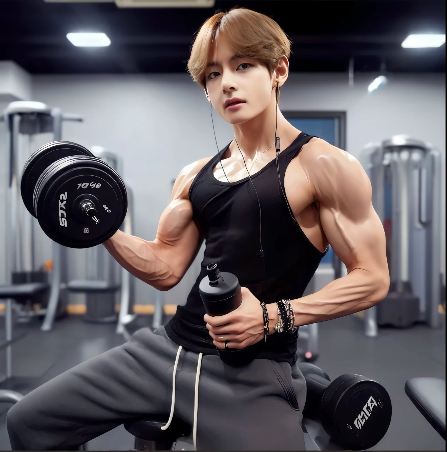 bang chan from stray kids working out