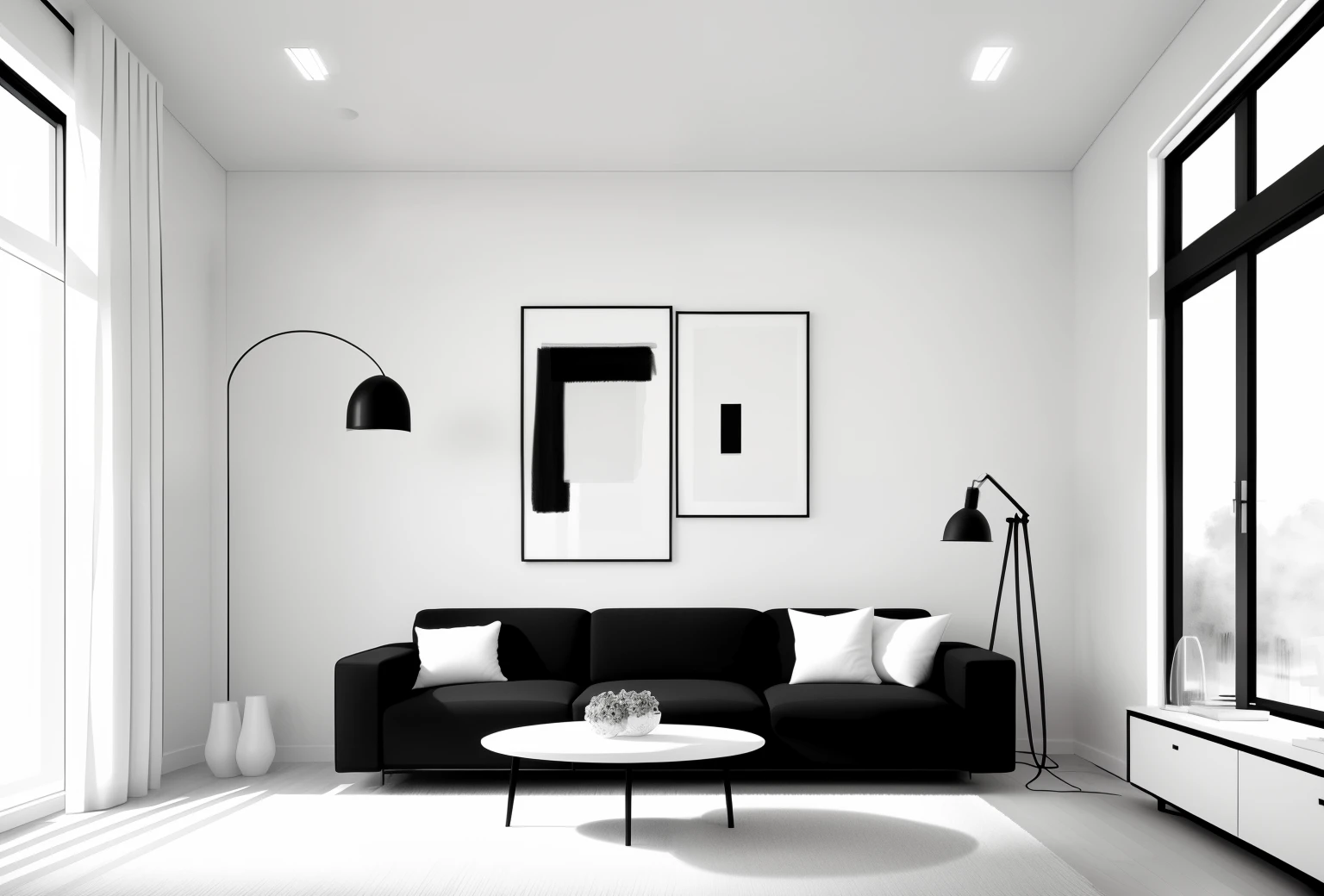 a drawing of a living room with a couch and a lamp, living room background, minimalist line drawing, outline drawing, sketch black and white colors, line drawing, simple line art, minimalist line art, interior background art, living room wall background, in a living room, an interior of room, sketch illustration, elegant drawing, minimalistic drawing, line sketch