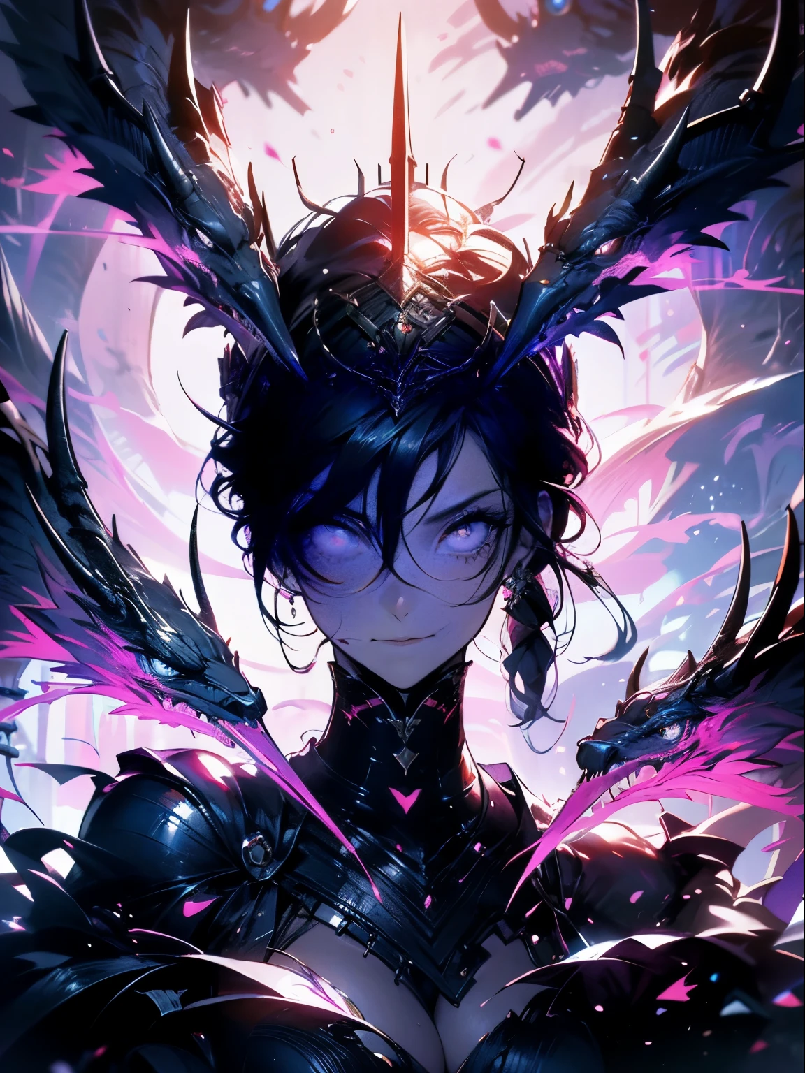 purple background,creepy background、The devil's castle is big、 masterpiece, highest quality, super detailed, figure, Concept art in 8K resolution, fantasy art, magnificent art, concept art wallpaper 4k, Deep colors, Natural light