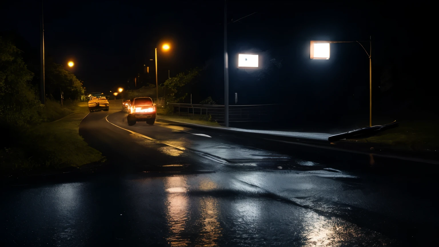 
road、
accident scene、night