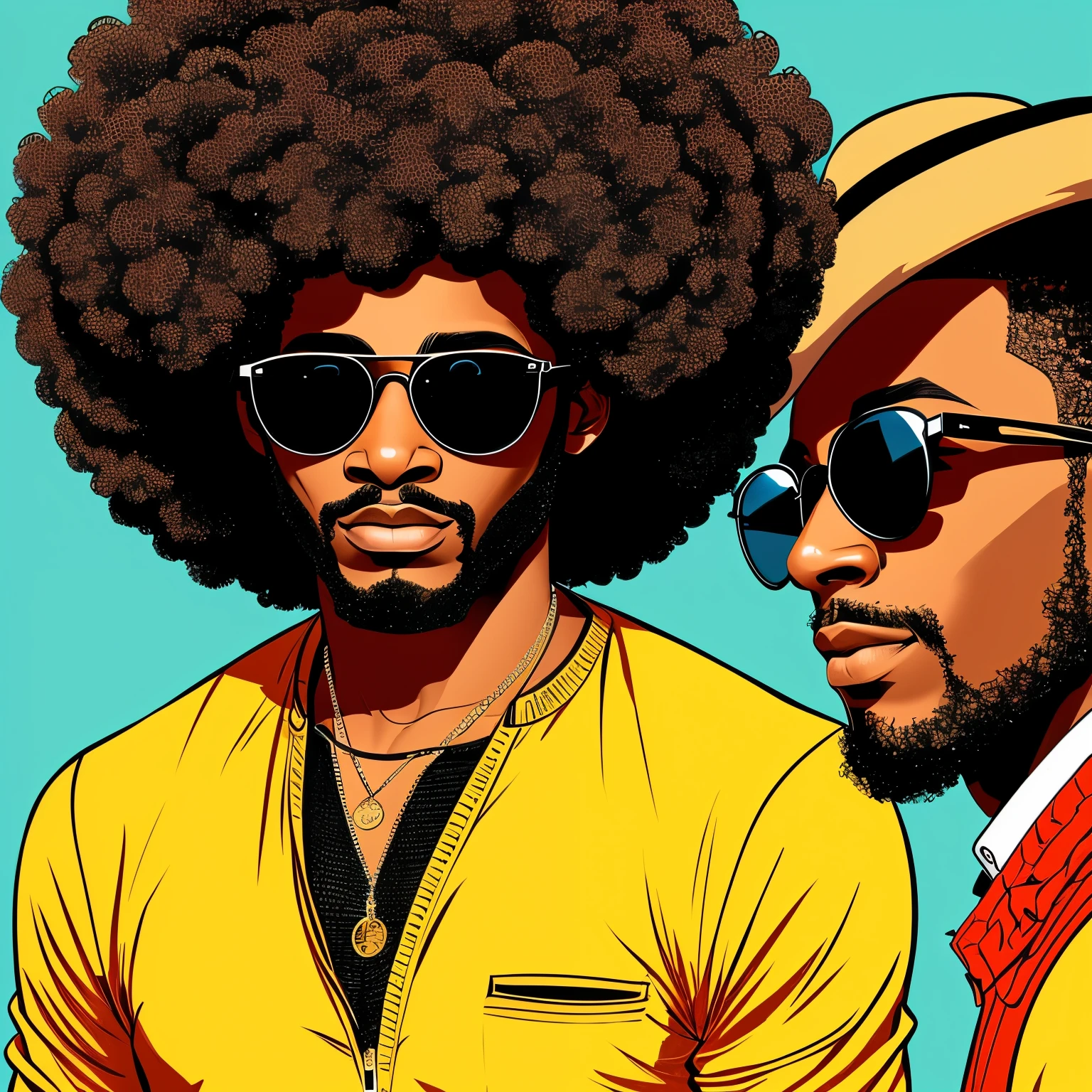 illustration funk sole black man sunglasses afro