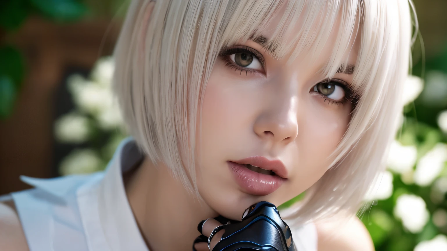 Ivy Valentine, Soul Calibur, Short hair, White hair, Sexy, Submission, Tied up, Excited, High details, 4K