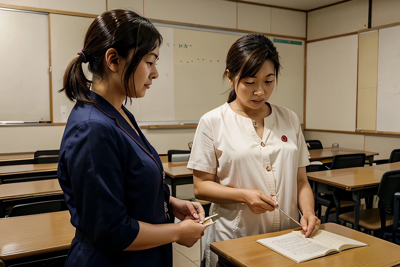 Japanese senior citizens, classroom, English lesson