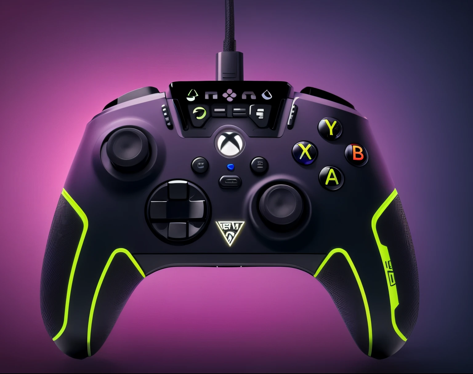 a close up of a controller with a cable attached to it, controllers, gaming, controller, holding controller, controller deck, rtx, xbox, gamer, detailed shot, ultra-detailed, ultra - detailed, rtx on, full - view, video game control, -h 640, - h 6 4 0, esports, bottom angle