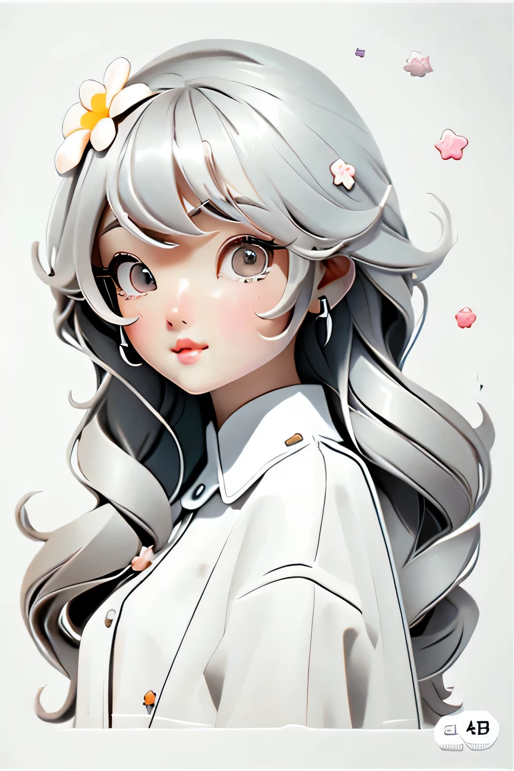 monochrome, grayscale, there are no humans, white background,symbol,、stainless、Metal、light、3ｄ、4ｄface shape and features: start、outline a round face。Draw big eyes、Add soft eyebrows below。Don&#39;Don&#39;t forget about the small nose and plump lips。 Hairstyles and hairstyles:Long hair clothes and poses: Yes Add details: Add eye and hair details、Add depth and interest to your pictures。Eyelash and hair flow、draw wrinkles etc.. Clothing.。 Add a background (option): シンプルなAdd a backgroundことで、Can add depth to your photos。Flowers and stars、By drawing patterns such as clouds、Add some fun to your drawings。 Use these prompts to、Let&#39;s draw a line drawing of a cute girl。freely arrange、express your own style！Draw only with lines

