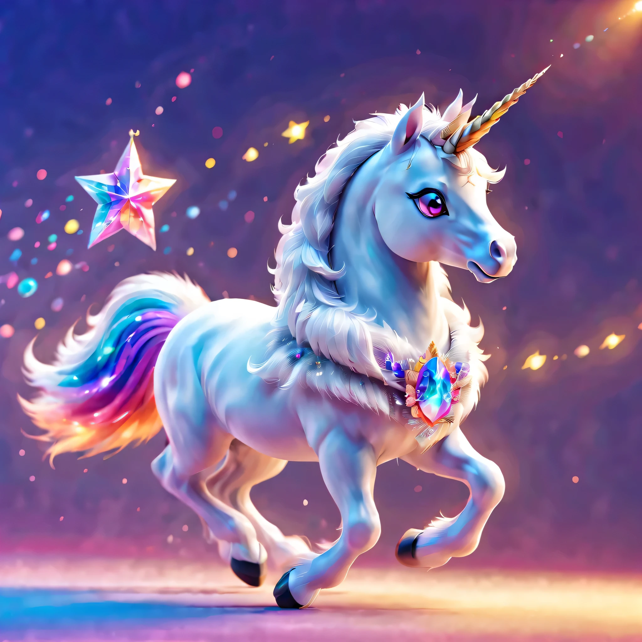 unicorn:animal:horse,cute,silver fur,,dancing light effect,colorful,rich colors,Sounds like fun, Isn&#39;t that so??,masterpiece,become familiar with