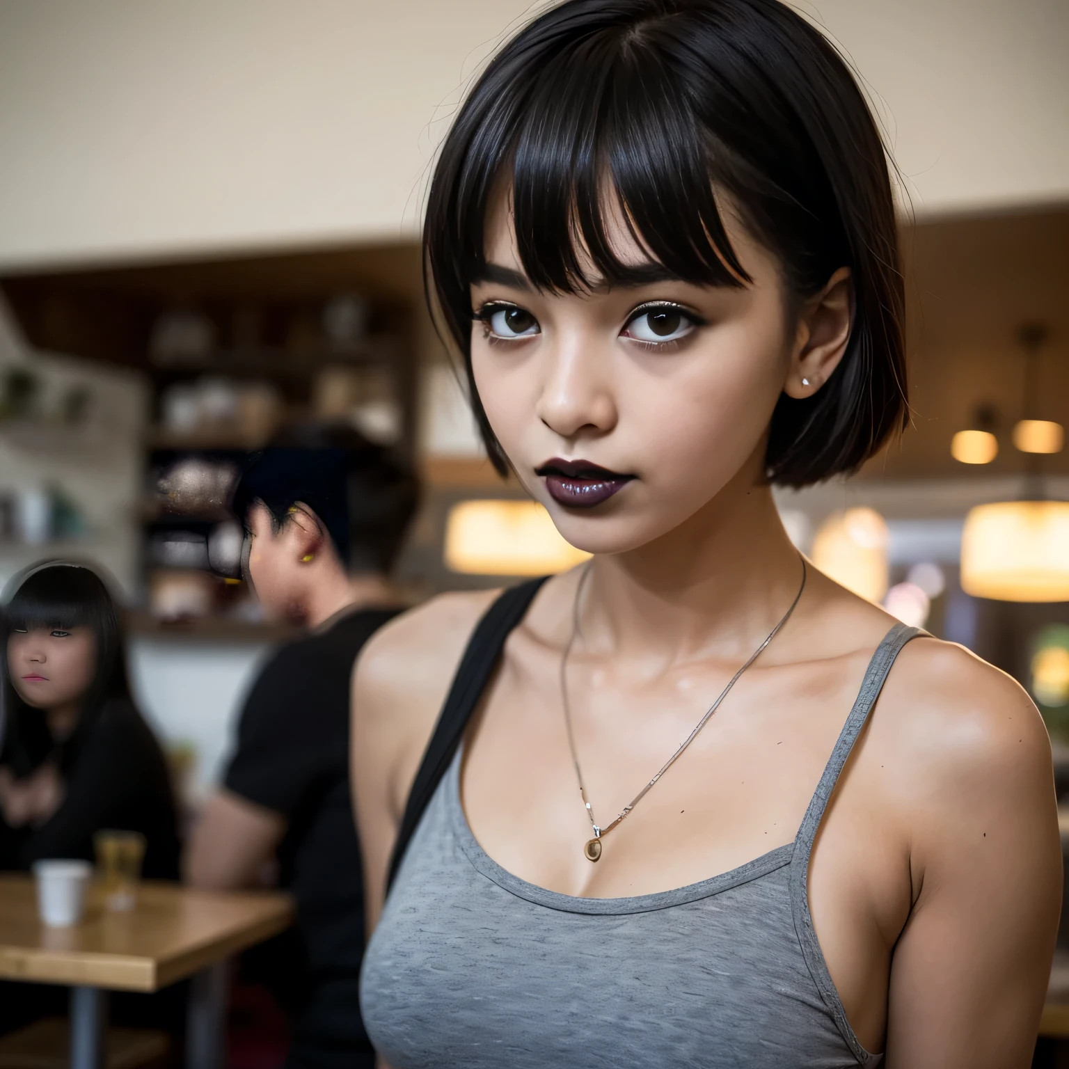 "A young girl walks home from work at a local cafe. She seems completely invisible, Her eyes are tired. I feel tension around her. Her black lipstick and long bangs seem to hint at something shameful. it’s not possible to cover it, that she's a secret masochist"