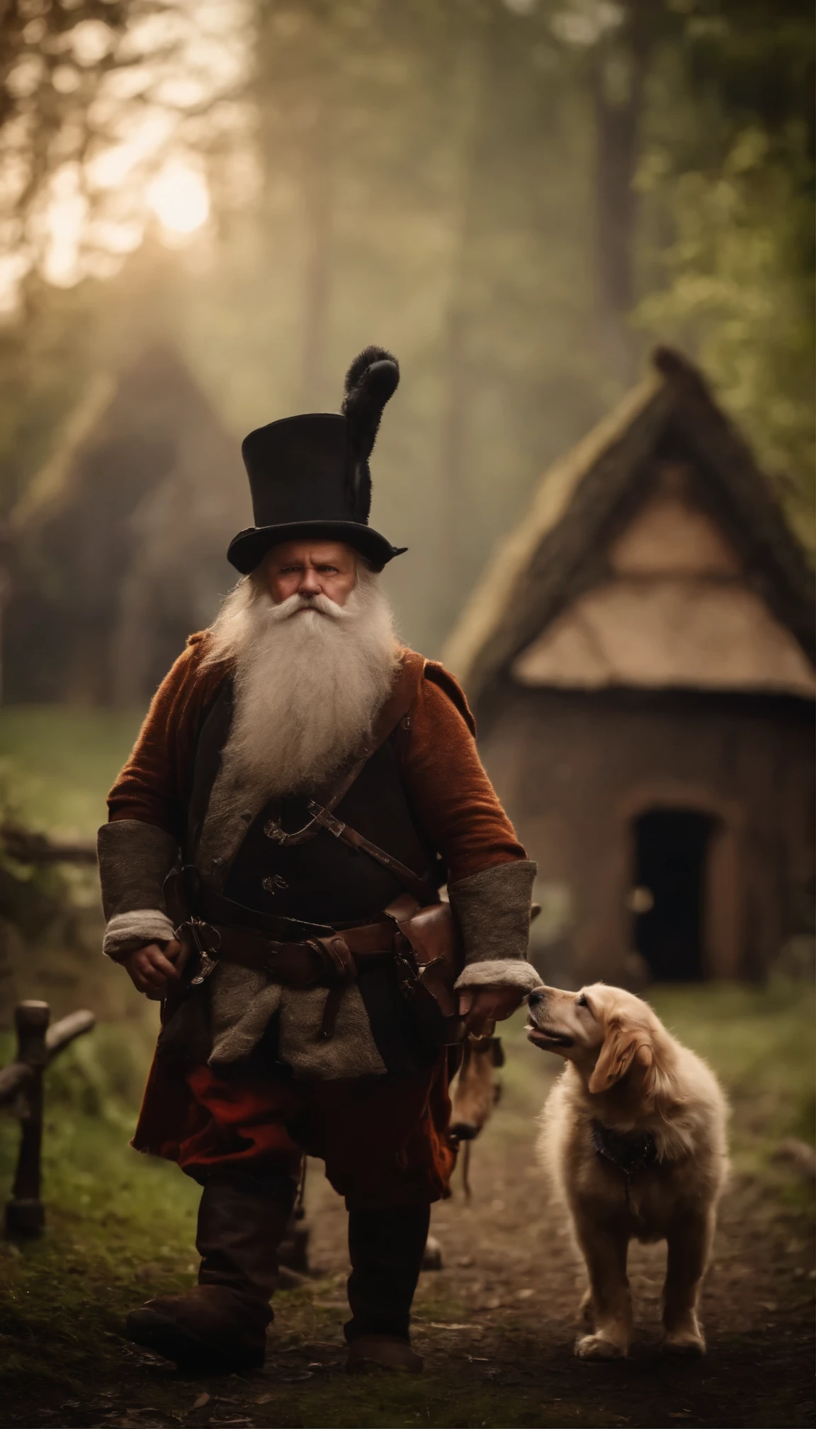 Realistic photo of pet dwarfs during XVIII century 