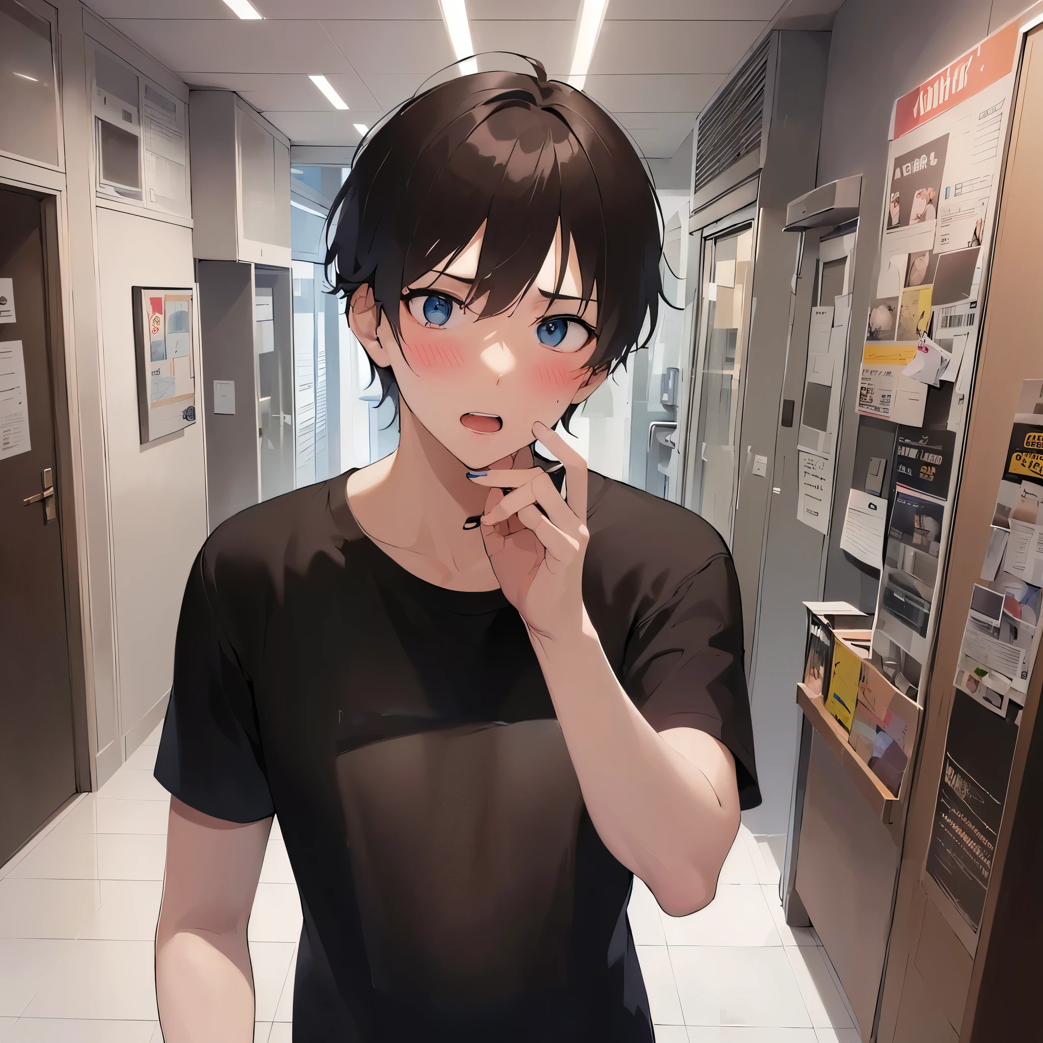 Wearing a plain black T-shirt、Wearing black clothes